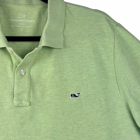 Vineyard Vines Slim Fit Mens Polo Shirt Light Green Sz L Golf Short Sleeve Polo - Picture 3 of 11